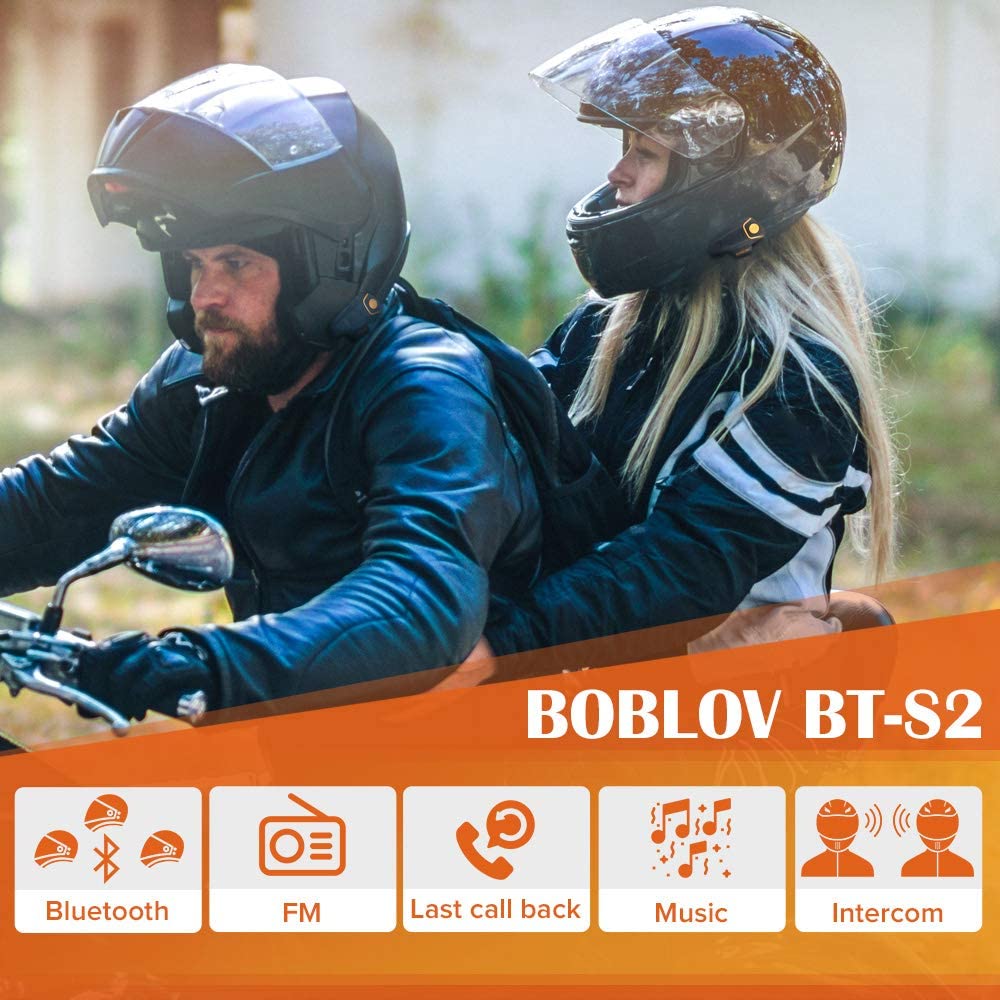 BOBLOV BT-S2 1000m Motorcycle Helmet Intercom Headset Handsfree Moto BT Interphone Waterproof