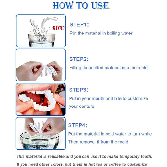 Pack Of 2 Pairs Snap-On Smile Custom Fit Perfect Smile Veneers In 3 Easy Steps