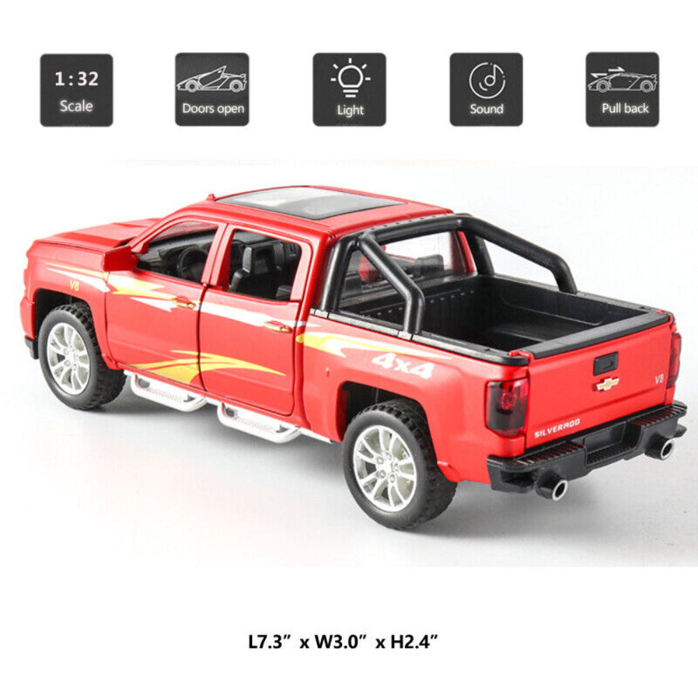 Chevrolet Silverado Pickup Model Alloy Die-Cast Truck Toy With Music And Light