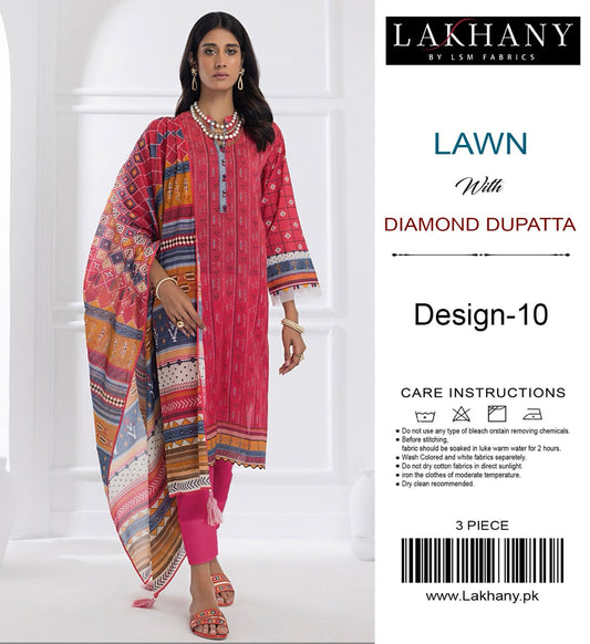 Lakhany Lawn 3 Piece Suit Ladies