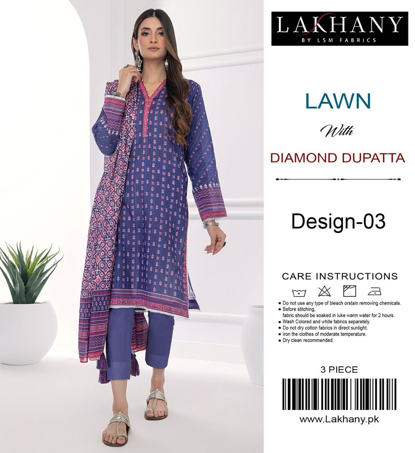 Lakhany Lawn 3 Piece ladies Suit