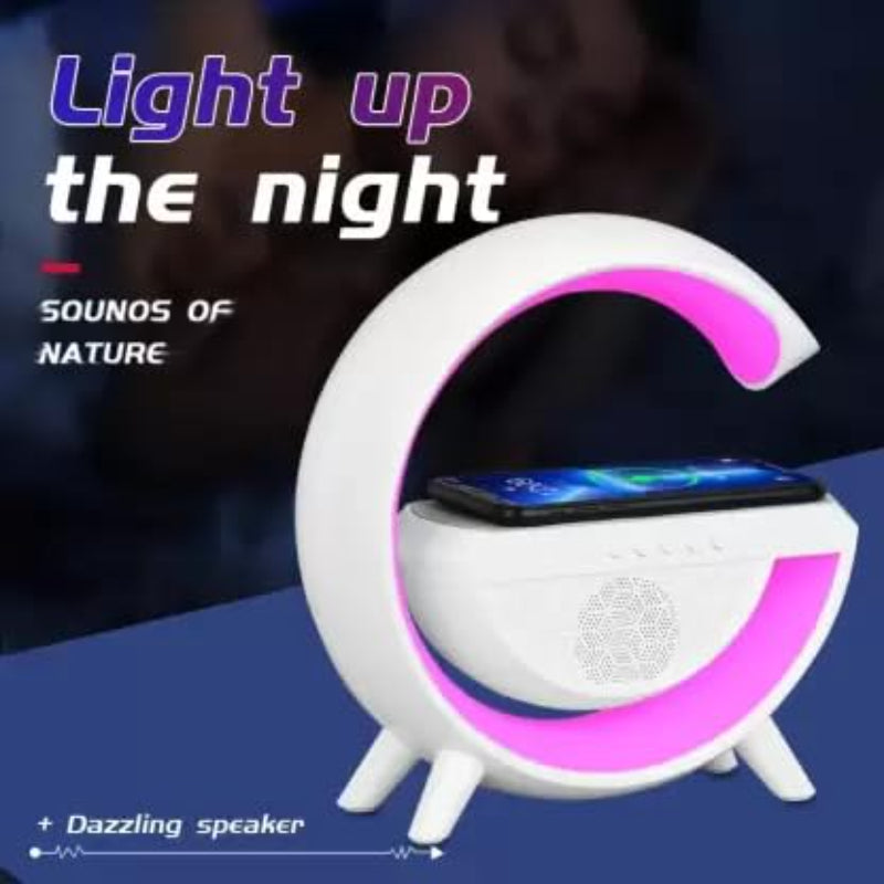 BT-2301 Wireless Phone Charger Bluetooth Speaker With RGB Lighting Alarm Clock, FM Radio