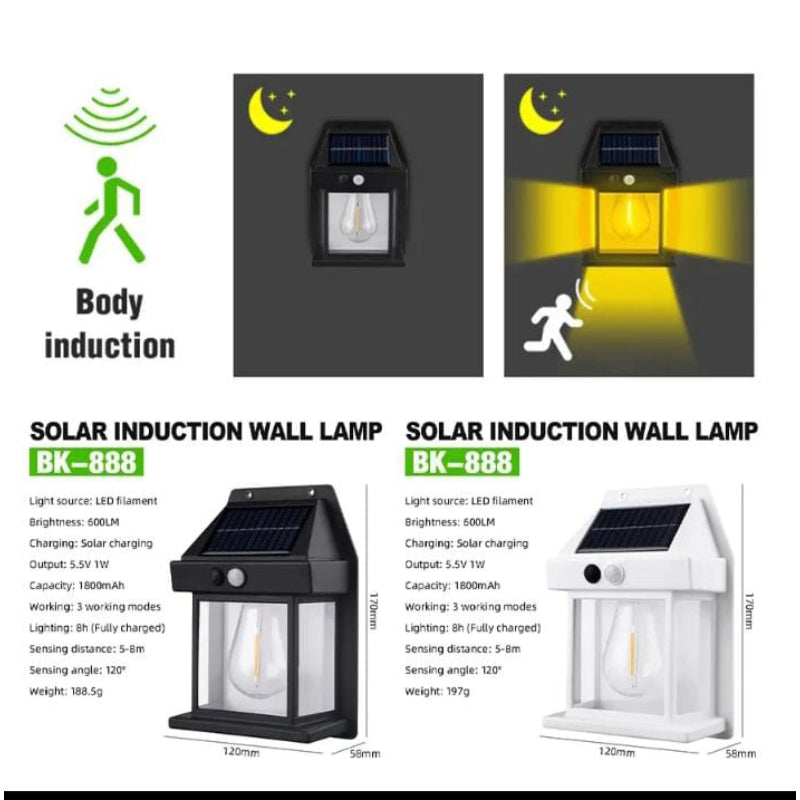 BK-888 Mini Waterproof Solar Interaction Wall Lamp With Motion Sensor Security Light, Featuring 3 Lighting Levels