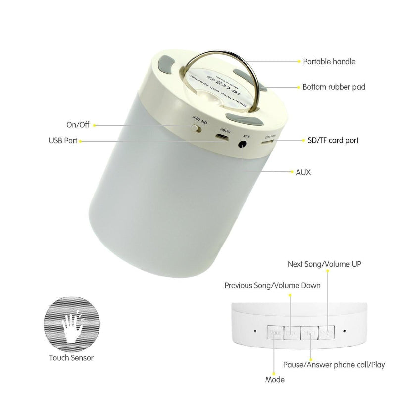 CL-671 Portable Touch Lamp With Bluetooth High Stereo Wireless Speaker And Hands-Free Calling Function