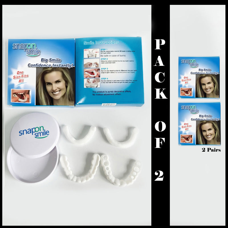 Pack Of 2 Pairs Snap-On Smile Custom Fit Perfect Smile Veneers In 3 Easy Steps