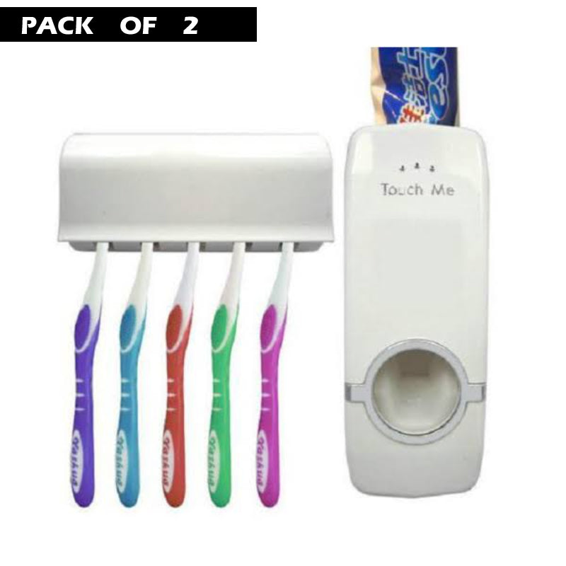 Pack of 2 Fashion Automatic Toothpaste Dispenser Holder Bathroom Wall Mount Rack Bath