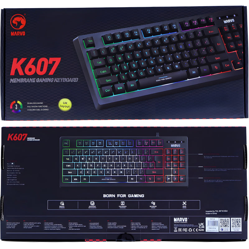 Marvo Scorpion K607 Membrane Gaming Keyboard With 3 RGB Lighting Effects