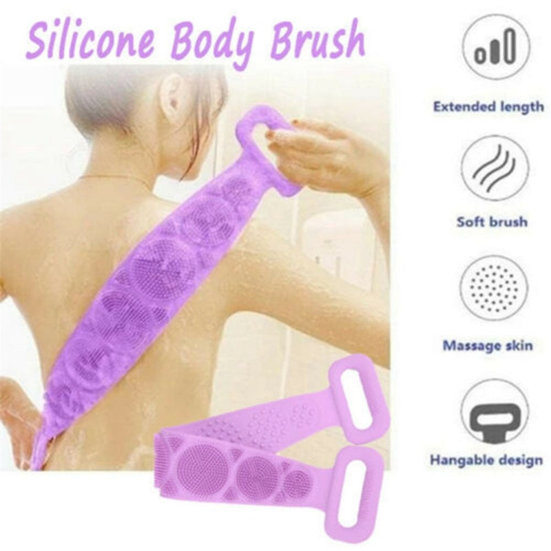 Pack Of 4 Silicone Back Scrubber Soft Loofah Bath Towel And Massage Belt